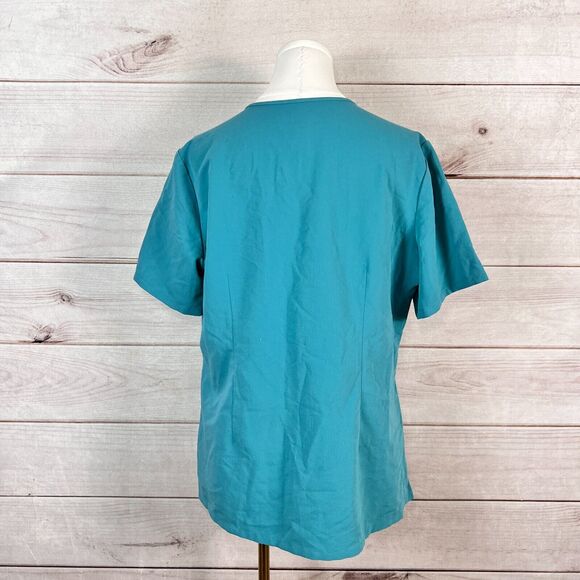 Figs Catarina Scrub Top Womens L Teal Short Sleeve Stretch Medical Nurse Uniform - Picture 4 of 6
